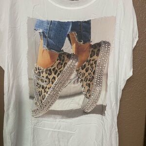 Leopard Print White Tunic Top